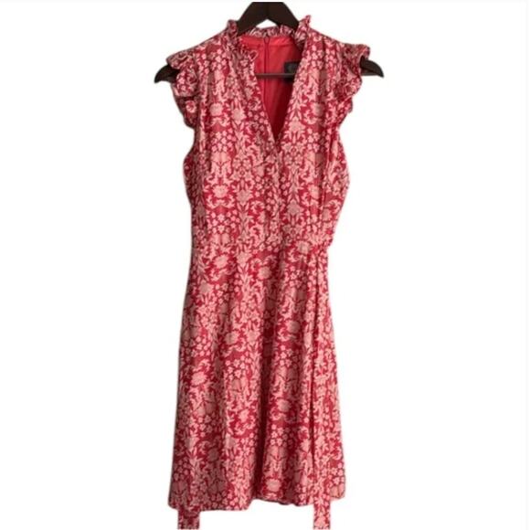 VINCE CAMUTO Floral Belted A-Line Dress Sz 4 - Picture 2 of 7